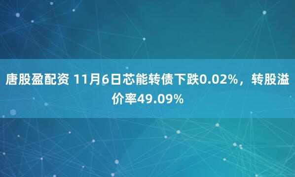 唐股盈配资 11月6日芯能转债下跌0.02%，转股溢价率49.09%